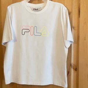 Fila White Short Sleeve Tee with Retro Logo